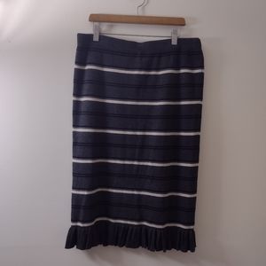 Max Studio Stripe Sweater Skirt Gray Black